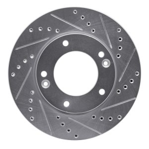 Kia Sorento Brake Rotor (1) - Front Right - R1 Concepts - Drilled & Slotted - Silver - `07-`09